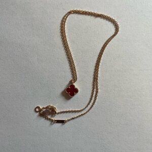 Van Cleef & Arpels Sweet Alhambra Necklace Carnelian 18K Yellow Gold